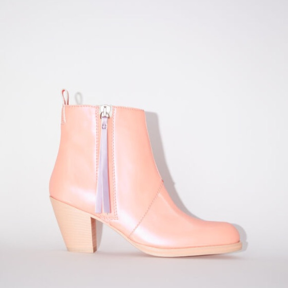 ACNE Studios X Honey Dijon Pistol Boots in Pink Faux Leather (NIB)